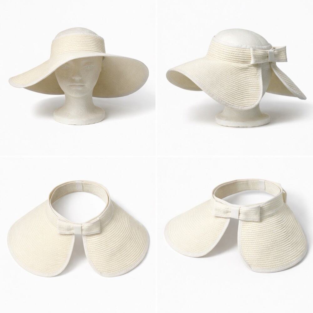Threads Saks Fifth Avenue Paper Straw Wide Floppy Brim Visor O/S Resortwear